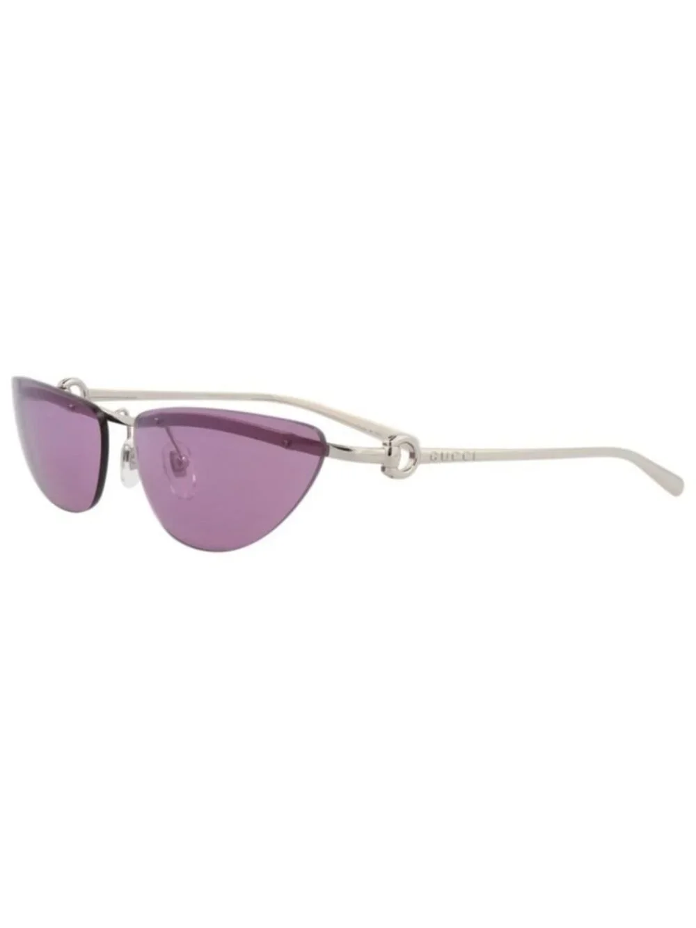 New Gucci Womens Cat Eye Silver Silver Violet Fashion Designer Sunglasses